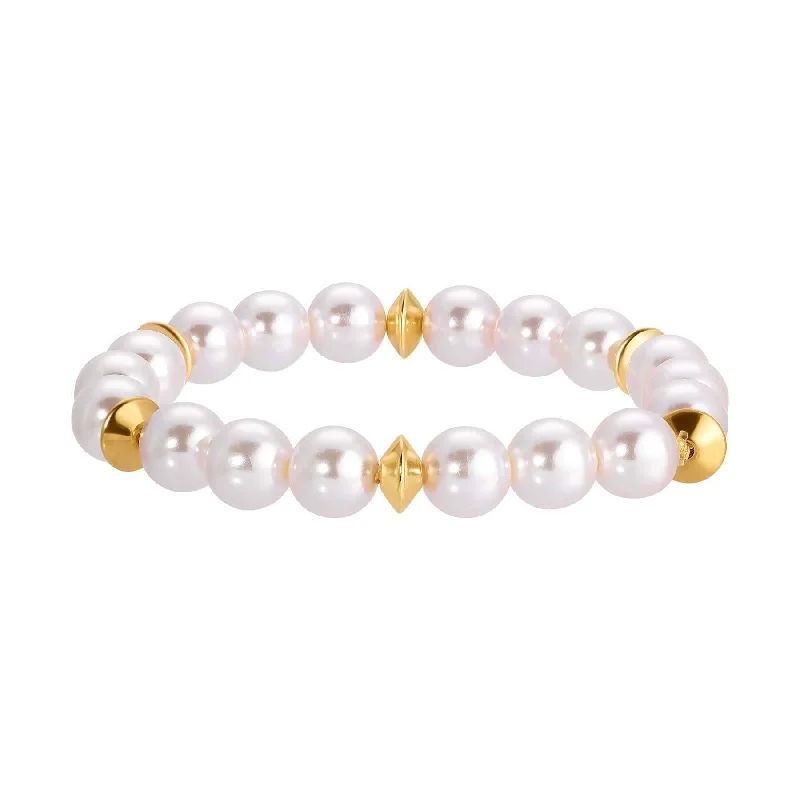 Personalized bangles for women’s gifts-1928 Jewelry Aurelia Glass Faux Pearl Stretch Bracelet