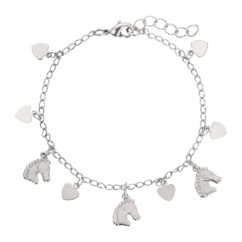 Designer bracelets for women with gemstones-1928 Jewelry Equine & Heart Charms Bracelet