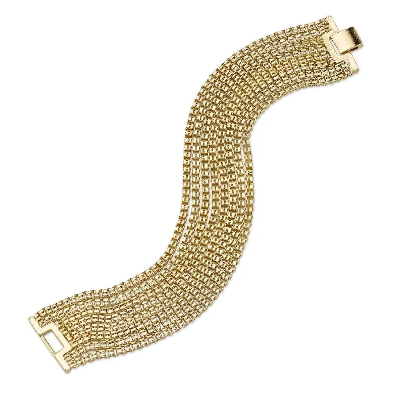 Women’s stackable bracelets with diamonds-1928 Jewelry Gold 8 Row Muto Chain Clasp Bracelet 7.5"