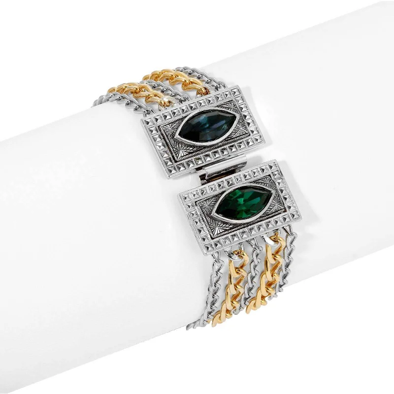 Unique cuff bracelets for men-1928 Jewelry Montana Blue & Emerald Green Chain Bracelet