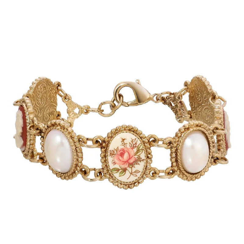 Vintage charm bracelets for women-1928 Jewelry Multi Classic Stone Link Bracelet