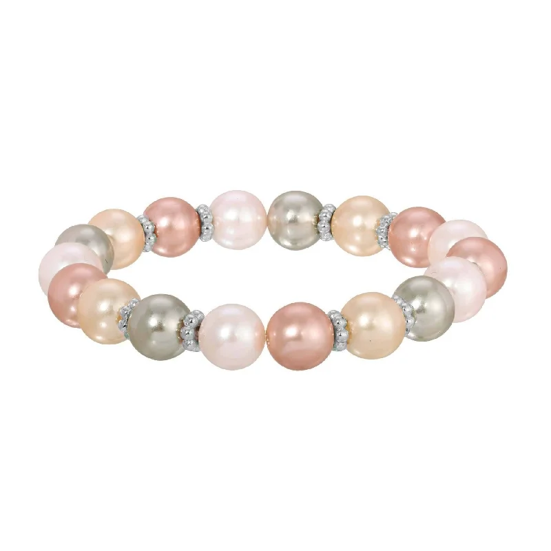 Fashion bracelets with diamonds for men-1928 Jewelry Rosabella Multicolor Faux Pearl Stretch Bracelet