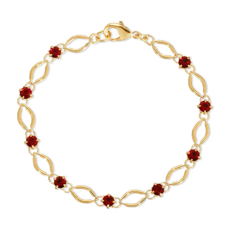 Gold bracelets for casual wear-1928 Jewelry Siam Red Crystal Almond Link Bracelet 7.25"L