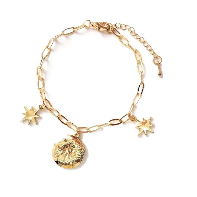 Simple gold bracelets with initials-Gold Icon Charm Bracelet for Women