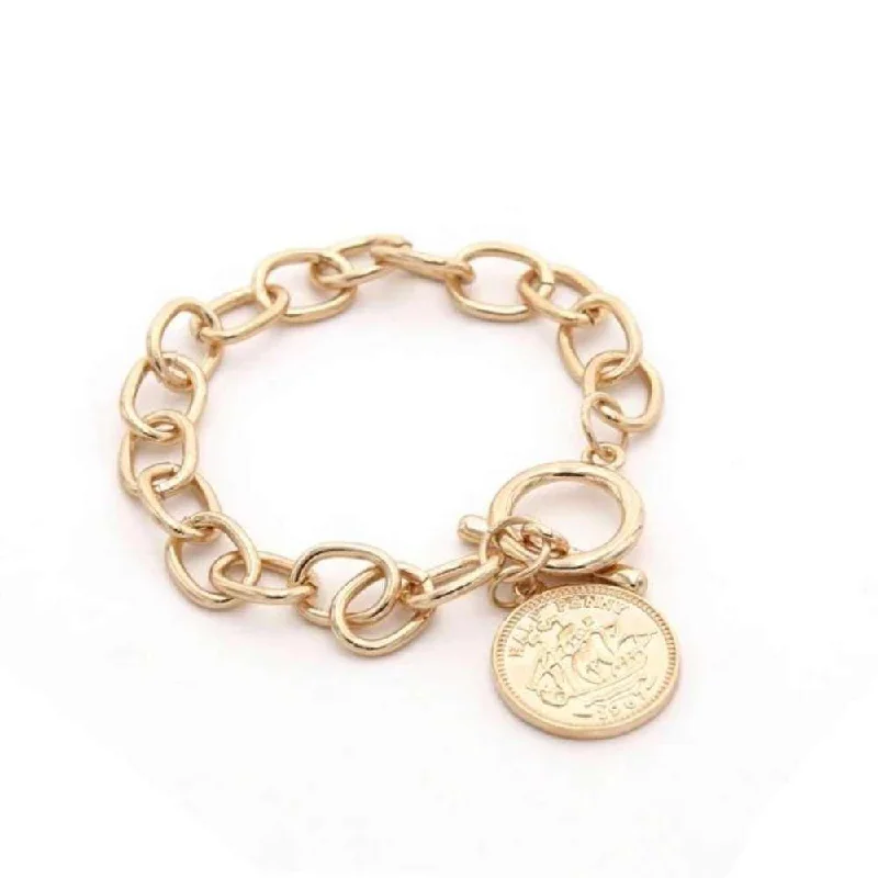 Fashion bracelets with gemstones for men-Coin Charm Bracelet for Women