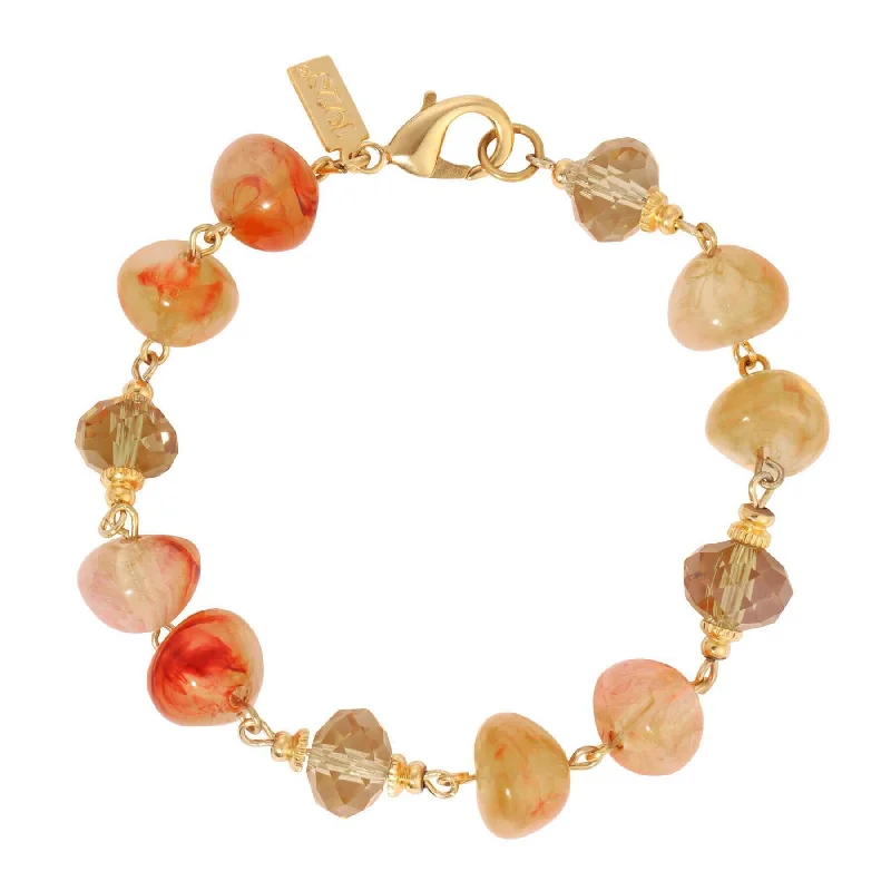 Unique friendship bracelets for girls-1928 Jewelry Topaz Crystals & Carnelian Marble Effect Beaded Bracelet