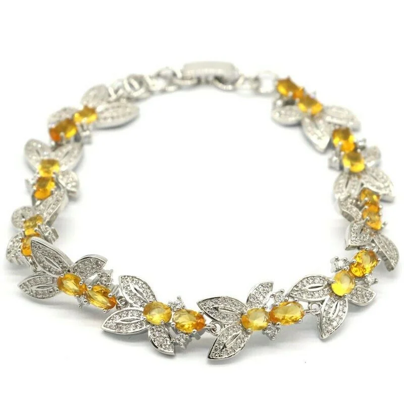 Men’s bracelets with unique designs-Golden Citrine Micro-Pave Zircon Tennis Bracelet