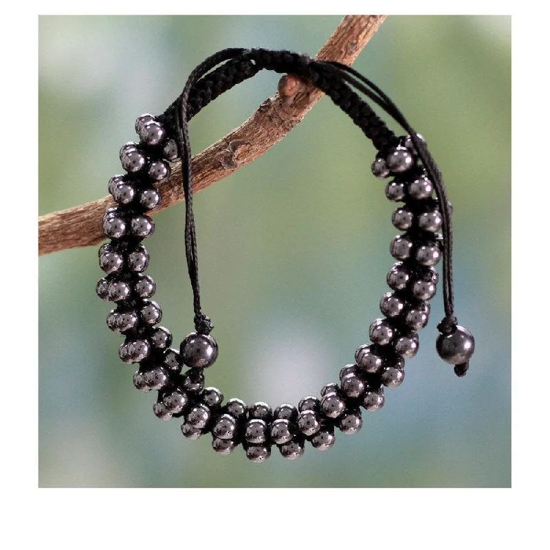 Elegant wedding bracelets for bridesmaids-Handmade Hematite Tranquil Night Bracelet (India)