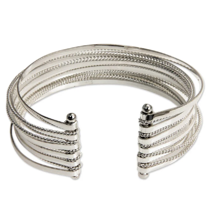 Luxury gold cuff bracelets for women-Handmade Silver 'Concentric' Bracelet (Indonesia)