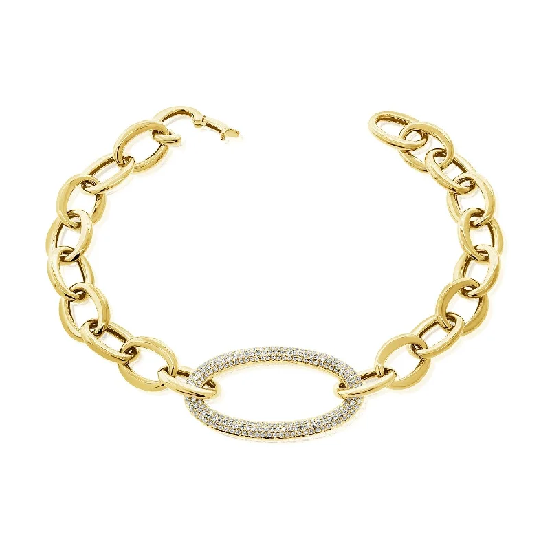 Personalized birthstone bracelets for her-Joelle 1/2 ct. t.w. Diamond Pave Link Chain Bracelet 14K Gold