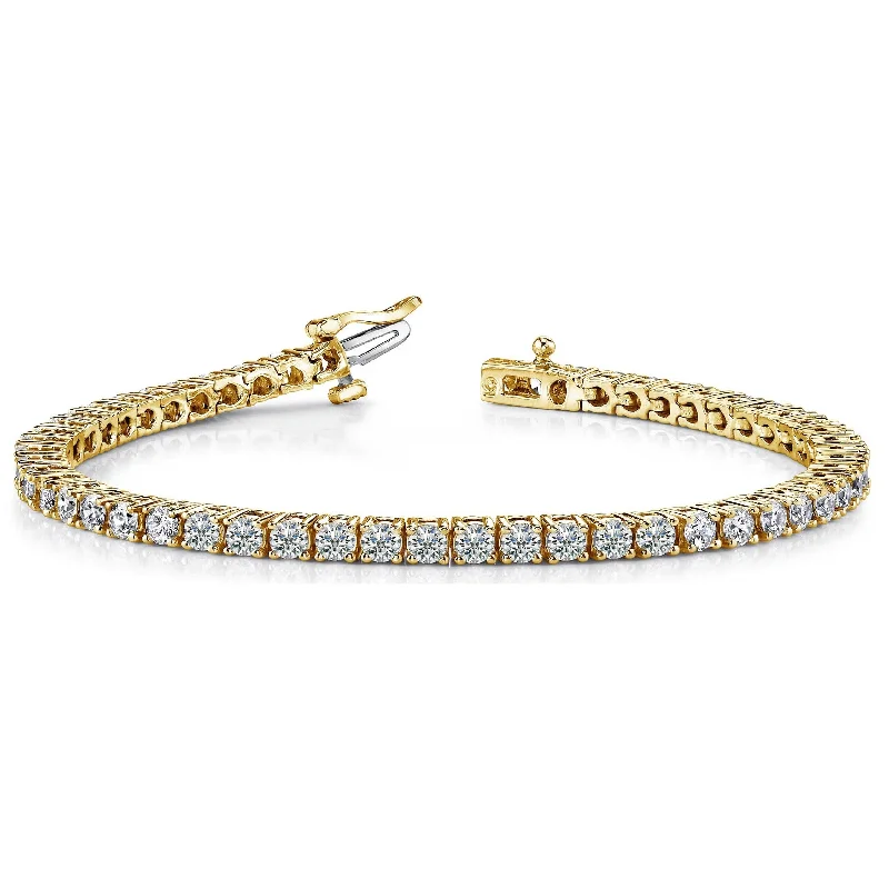 Women’s sterling silver stackable bracelets-Joelle Diamond Tennis Bracelet 4-Prong 4 ct. TDW 14K Gold