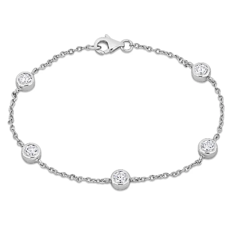 Unique charm bracelets with engraving-Miadora 2ct TGW Cubic Zirconia Station Bracelet in Sterling Silver