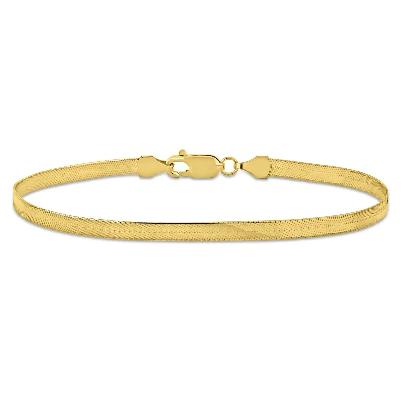 Men’s fashion bracelets with birthstones-Miadora 3.5mm Flex Herringbone Chain Bracelet in 10k Yellow Gold - 7.5 in