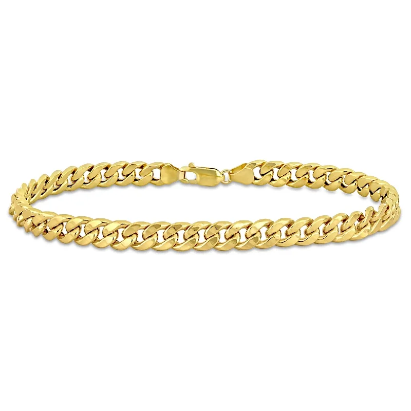 Elegant wedding bracelets for bridesmaids-Miadora 6.6mm Curb Chain Bracelet in 10k Yellow Gold - 9 in