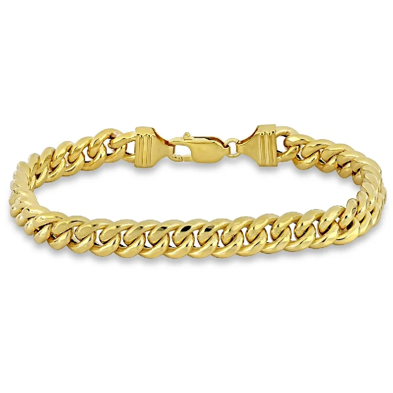 Custom engraved charm bracelets for women-Miadora 8.8mm Curb Chain Bracelet in 10k Yellow Gold - 9 in