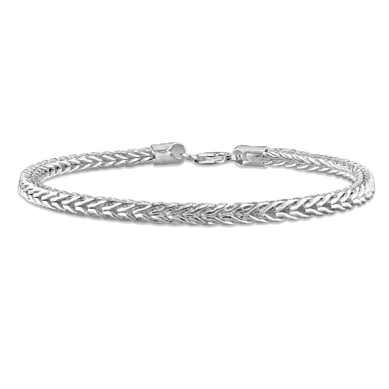 Fashion bracelets with gemstones for men-Miadora Foxtail Chain Bracelet in Sterling Silver - 9 in