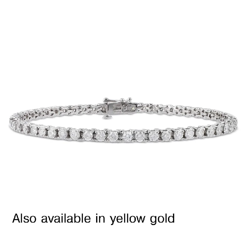 Personalized charm bracelets for her-Miadora Signature Collection 14k White or Yellow Gold 4ct TDW Diamond Tennis Bracelet