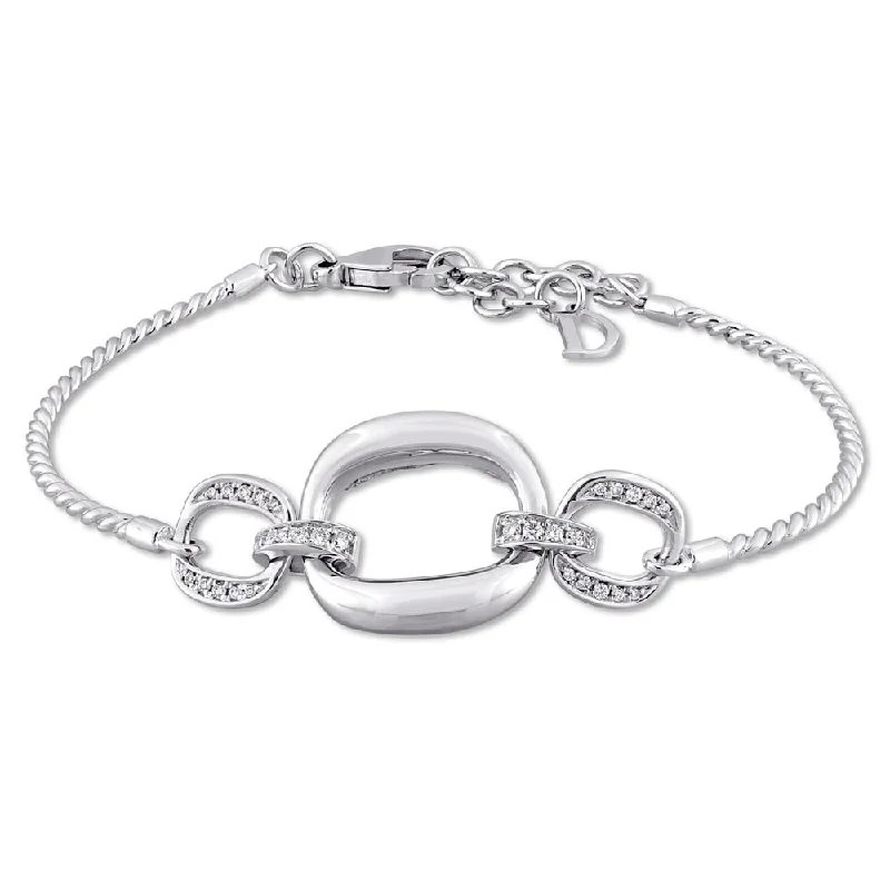 Unique gold bracelets with gemstones-Miadora Signature Collection 18k White Gold 1/6ct TDW Diamond Interlinked Bracelet