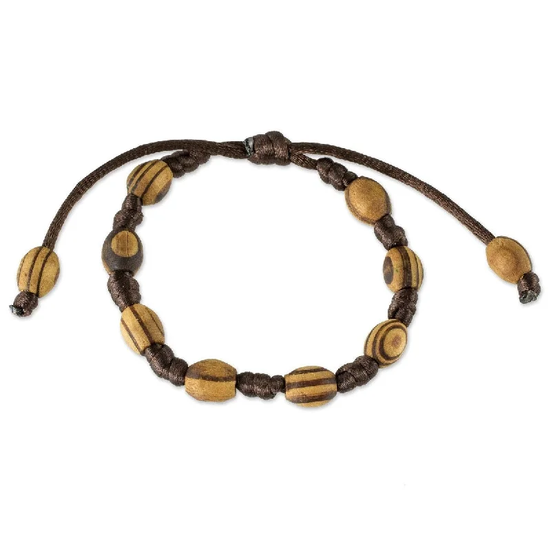 Simple gold bracelets for men-NOVICA Beautiful Nature, Wood beaded bracelet