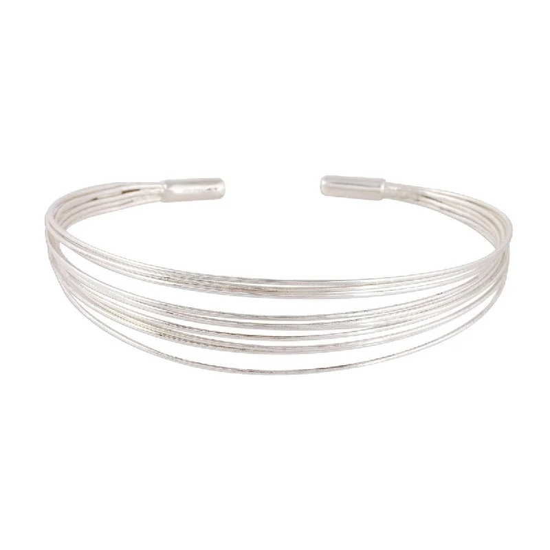 Unique silver bracelets for women-NOVICA Gleaming Delight, Sterling silver cuff bracelet