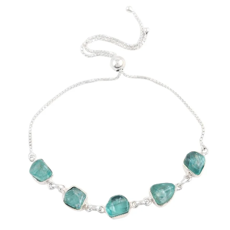 Stackable bracelets for women with charms-NOVICA Modern Harmony in Green, Apatite link bracelet