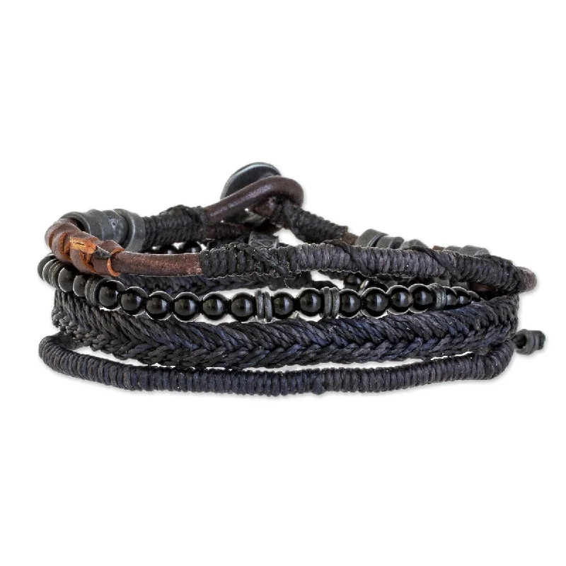 Luxury tennis bracelets for women-NOVICA Rugged Highlands, Macrame bracelets (set of 4)