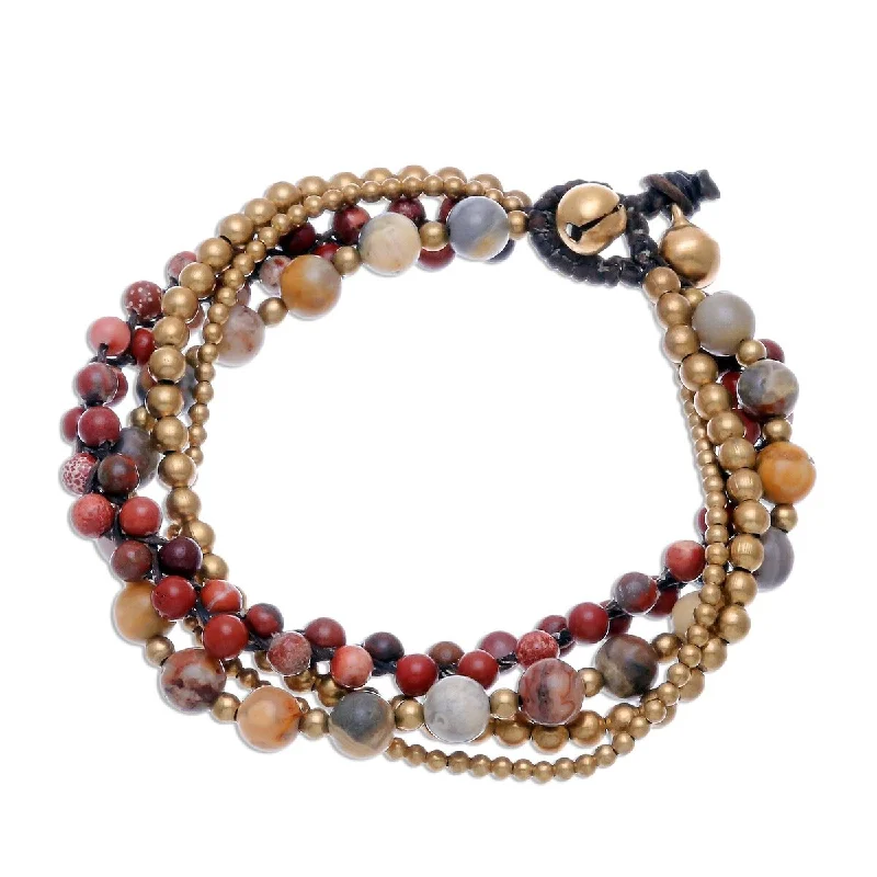 Custom gemstone bracelets for her-NOVICA Wonderful Mood, Agate and serpentine beaded torsade bracelet