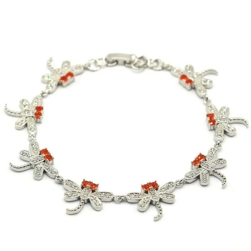 Elegant cuff bracelets for women-Orange Spessartite Dragonfly Tennis Bracelet