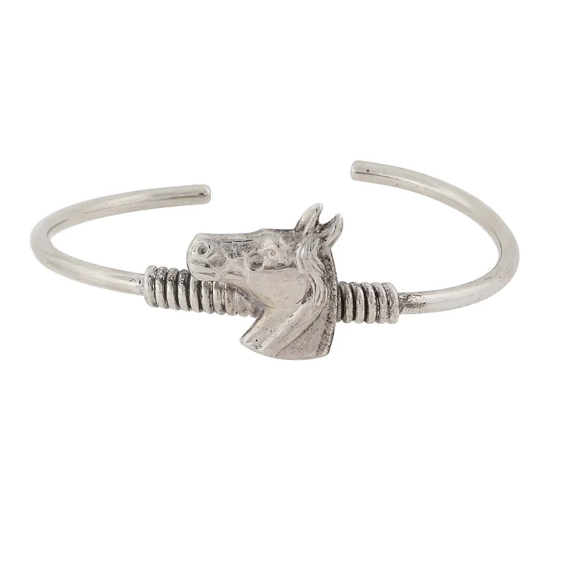 Trendy leather bracelets with charms-1928 Jewelry Horse Spring Hinge Bracelet