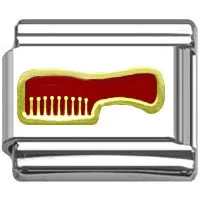 Trendy silver bracelets for women-Stainless Steel 9mm Shiny Red Comb Link for Italian Charm Bracelet