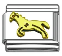 Personalized gold bangles for special occasions-Stainless Steel 9mm Shiny Running Horse Link for Italian Charm Bracelet