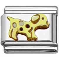 Custom gold tennis bracelets for women-Stainless Steel 9mm Shiny 'Spotty Dalmatian Dog' Link for Italian Charm Bracelet