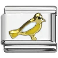 Personalized bracelet gifts for her-Stainless Steel 9mm Shiny 'Yellow Bird' Link for Italian Charm Bracelet