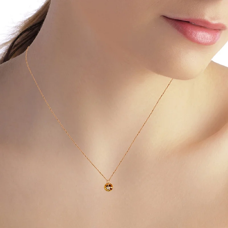 layered necklace set for women -0.8 Carat 14K Solid Rose Gold Sundisk Citrine Necklace