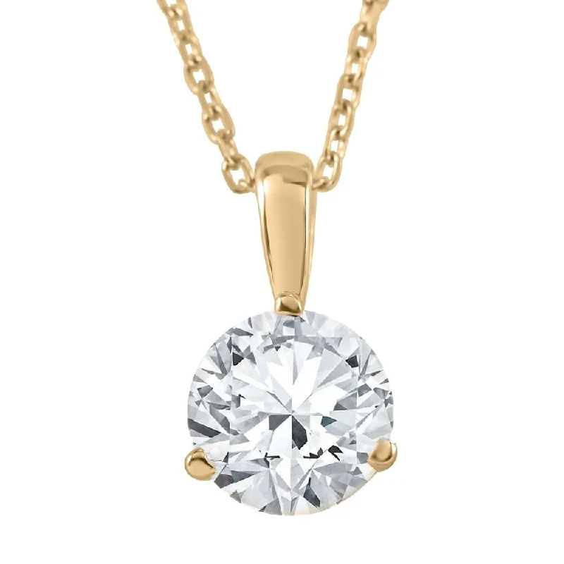 diamond tennis necklace for women -1 1/2 ct Solitaire Lab Grown Diamond Pendant in 14K Yellow Gold