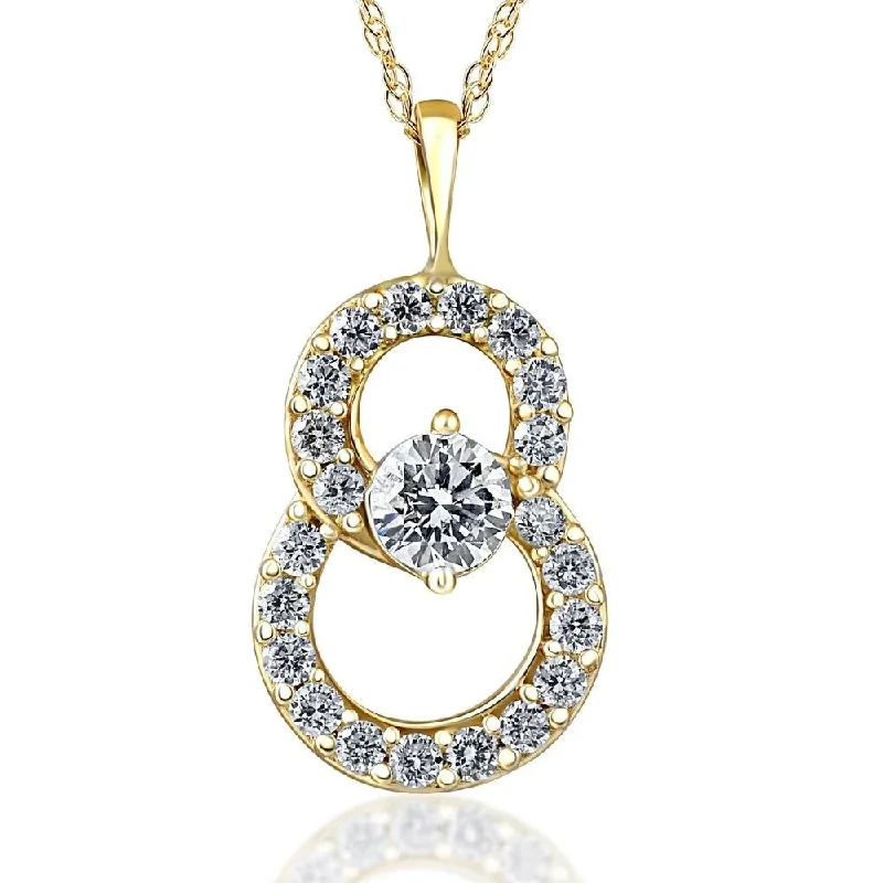 pendant necklace for everyday wear -1/2Ct T.W. Circled By Love Diamond Pendant Yellow Gold Women's Necklace