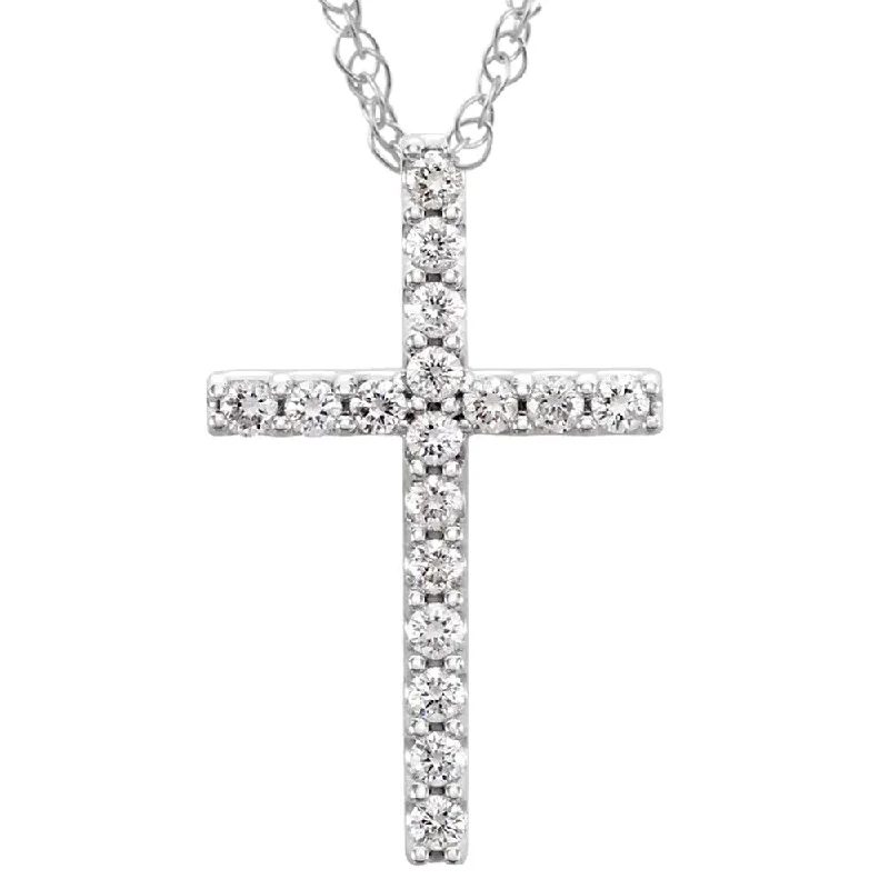 elegant gold necklace for special occasions -1/3 Ct Diamond Cross Pendant Necklace 18" 10k White Gold 21mm Tall