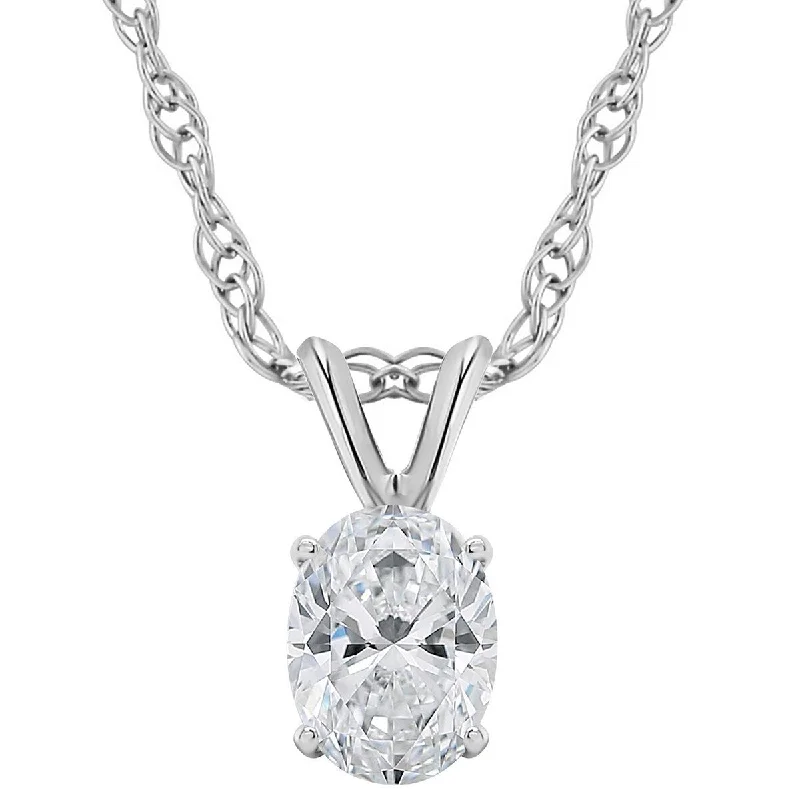 luxury diamond necklace for men -1/3Ct Certified Lab Grown Oval Diamond Solitaire Pendant White Gold Necklace