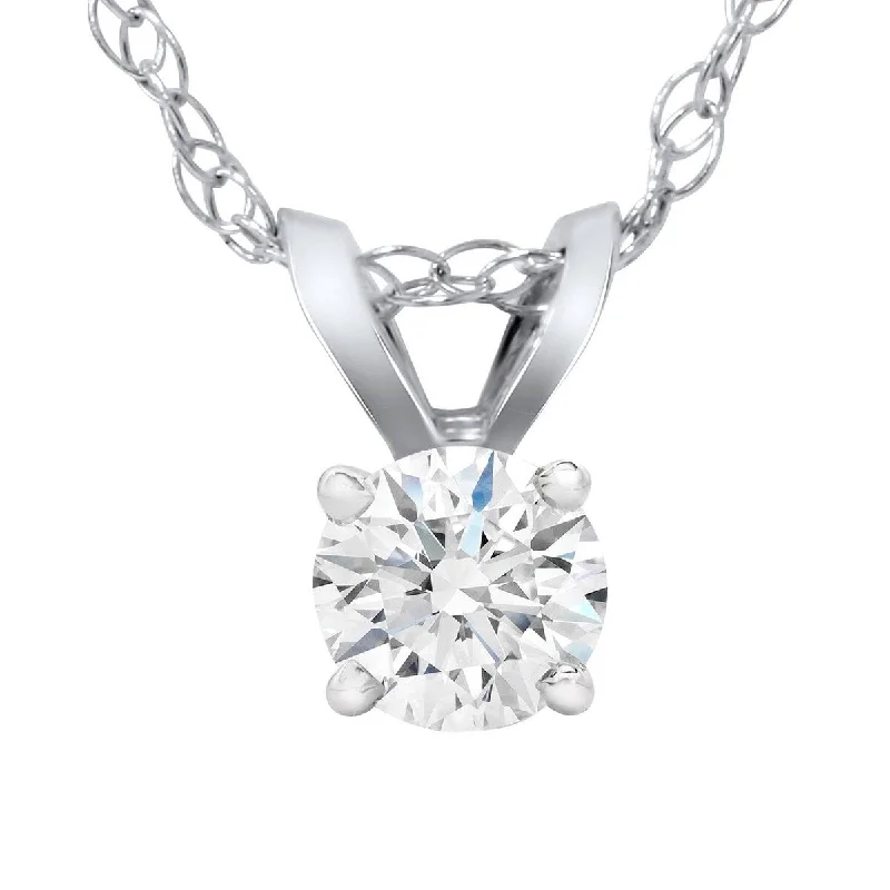 elegant gold necklace for special occasions -1/4 Carat Solitaire Lab Grown Diamond Pendant White Gold