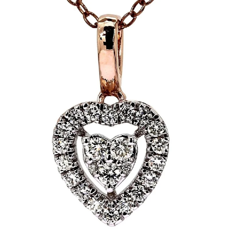 sterling silver heart pendant for women -1/5 Ct. Diamond Heart Pendant 10k Rose Gold