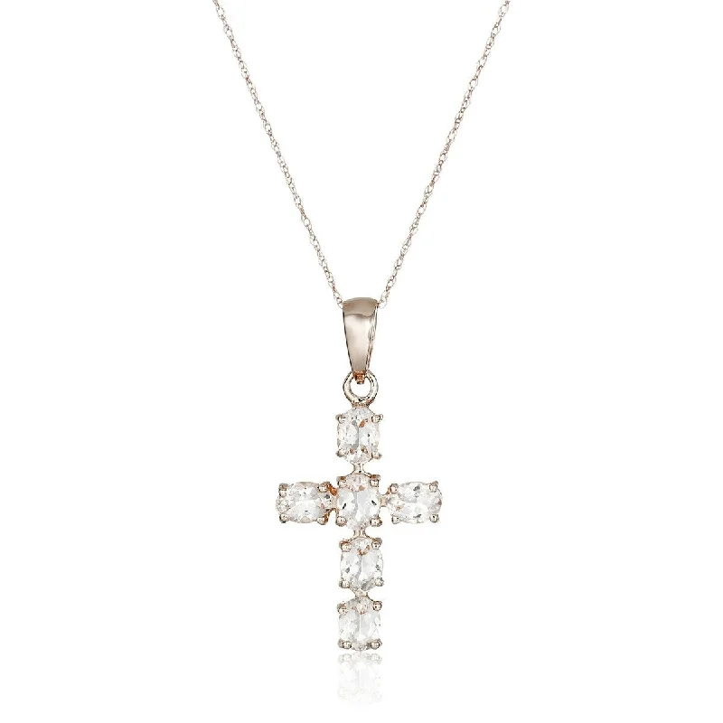 small pendant necklace for men -10KT Rose Gold Morganite Gemstone Cross Pendant