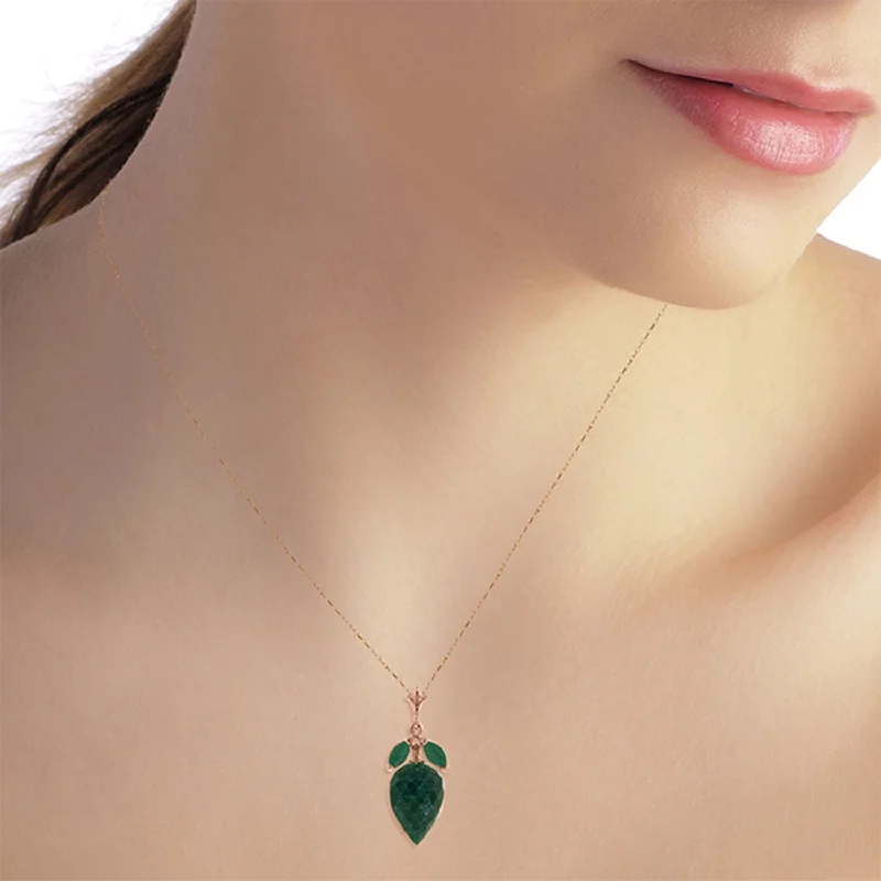 cute charm necklace for kids -13.4 Carat 14K Solid Gold Apparently Simple Emerald Gemstone Necklace