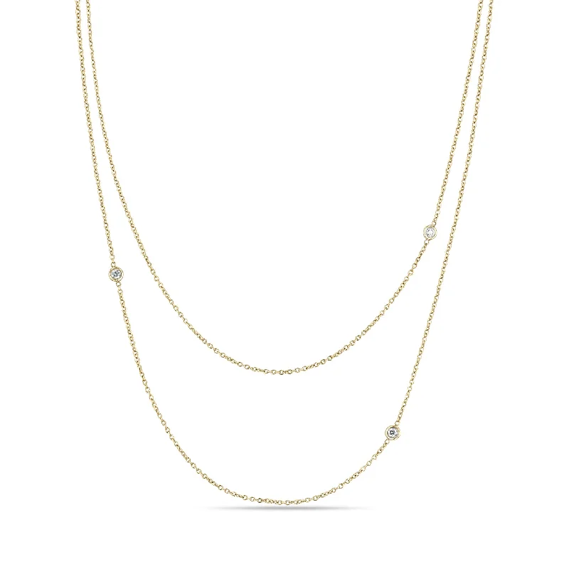 snake chain necklace for men -14k 3 Floating Diamond Cable Chain Layered Necklace