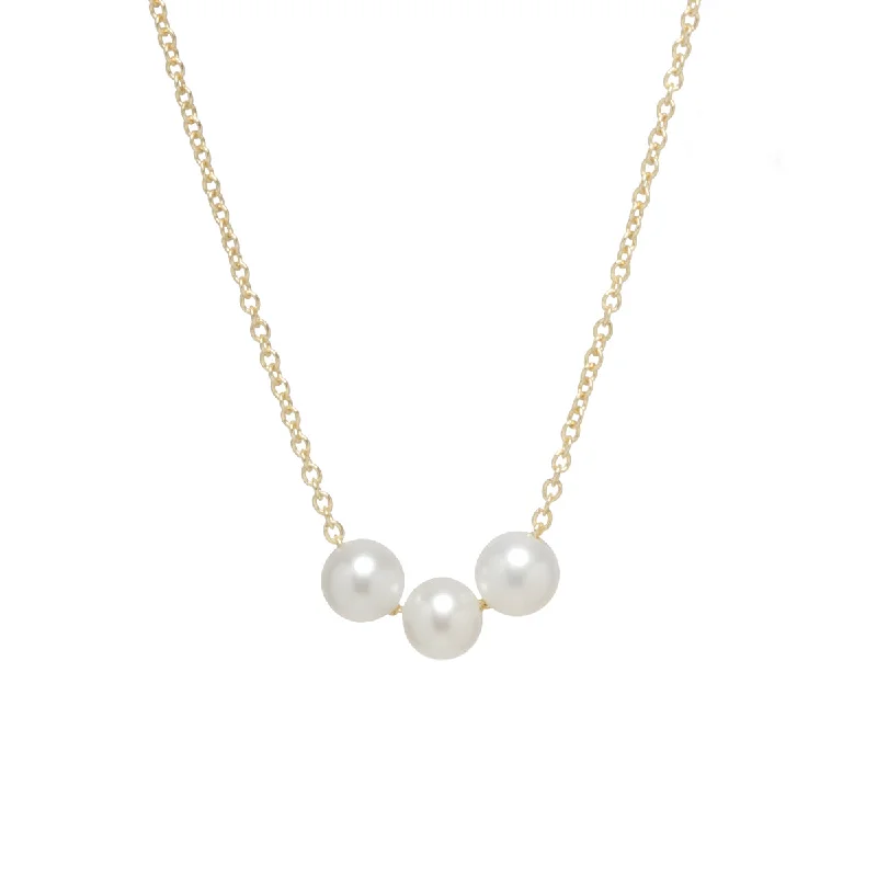 silver heart necklace for women -14k 3 Pearl Necklace