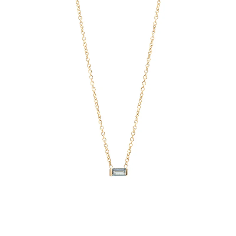 black pendant necklace for men -14k Aquamarine Baguette Necklace | March Birthstone