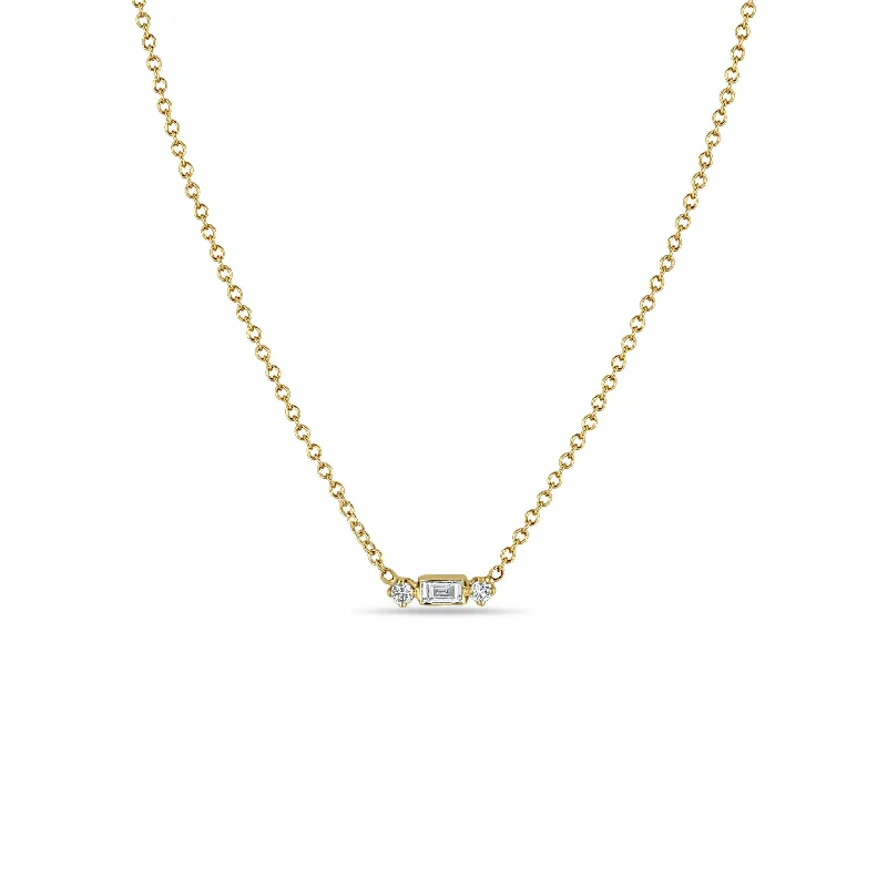 personalized pendant necklace for moms -14k Baguette & 2 Prong Diamond Necklace