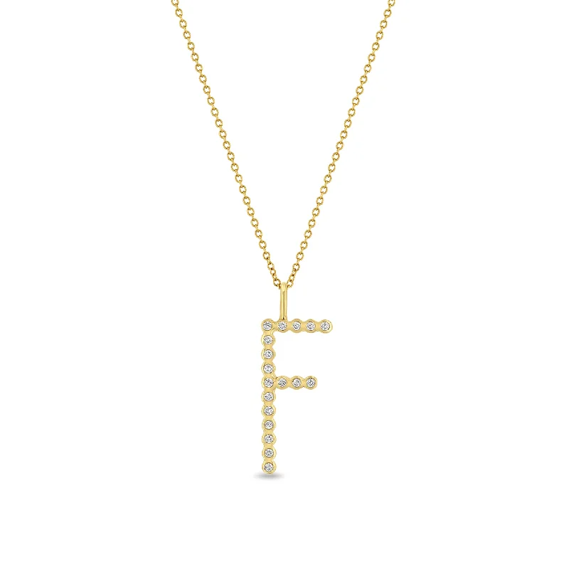 butterfly pendant necklace -14k Diamond Bezel Letter Necklace