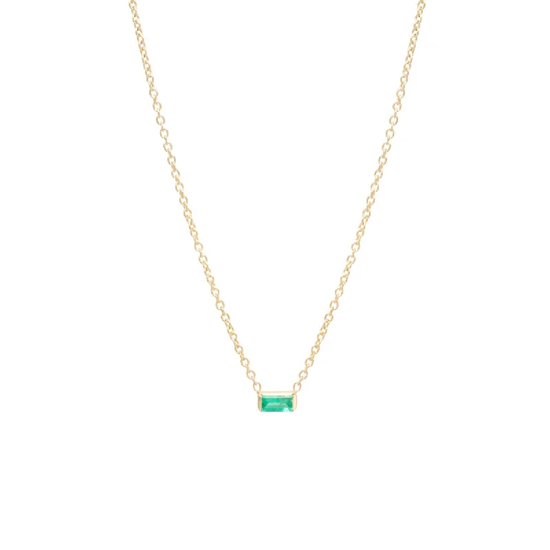 cute necklace for teenage girls -14k Emerald Baguette Necklace | May Birthstone