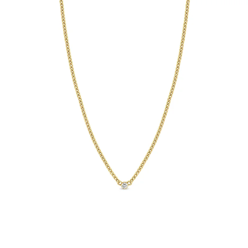 vintage-inspired necklace for women -14k Diamond Bezel XS Curb Chain Necklace