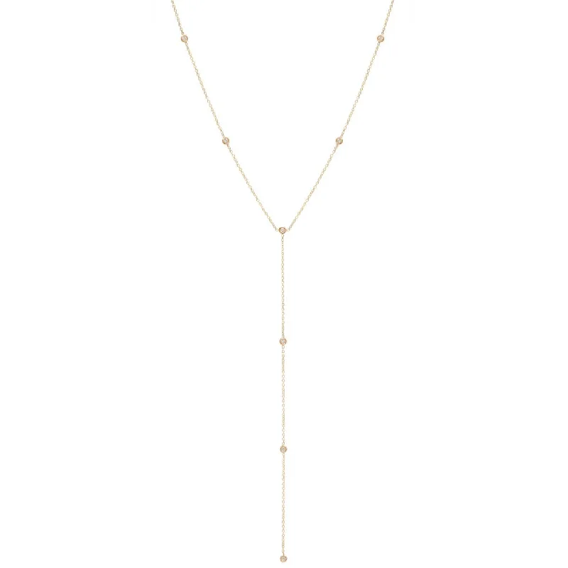 birthstone necklace for birthday gifts -14k Floating Diamonds Lariat